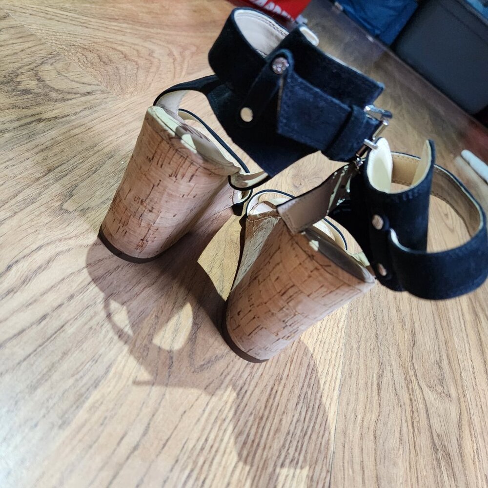 Sam Edelman Black Wedge Sandals with Cork Heel, Size 8M - Picture 5 of 9